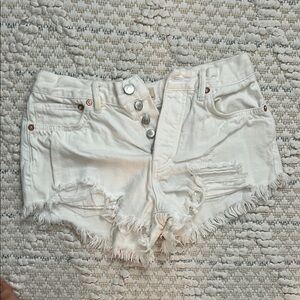 Stylish White Distressed Women's Shorts